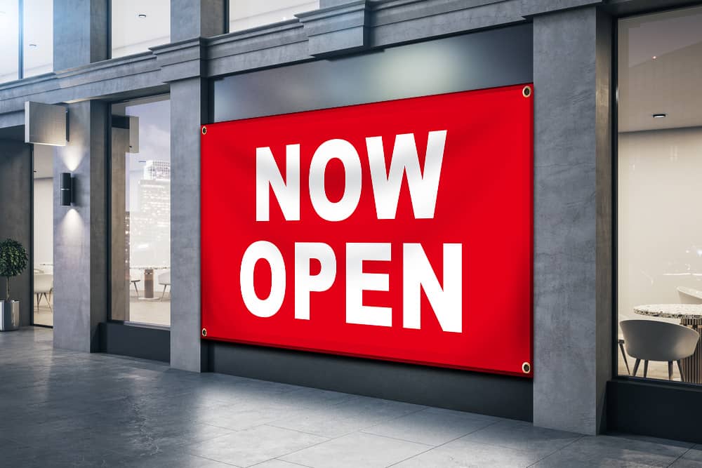 Now Open Banner | Banners.com