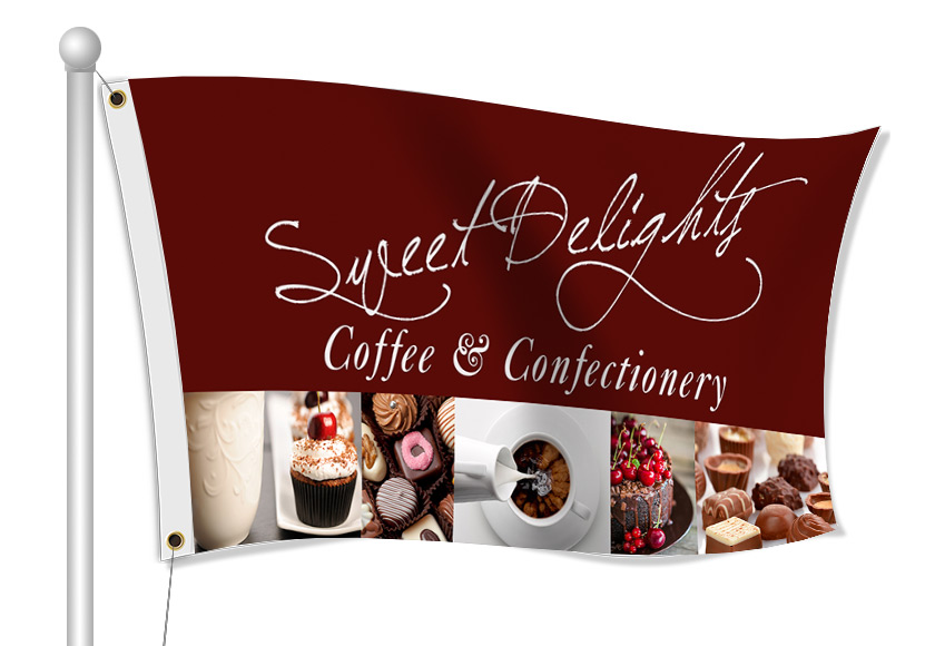 Custom coffee shop fabric flag