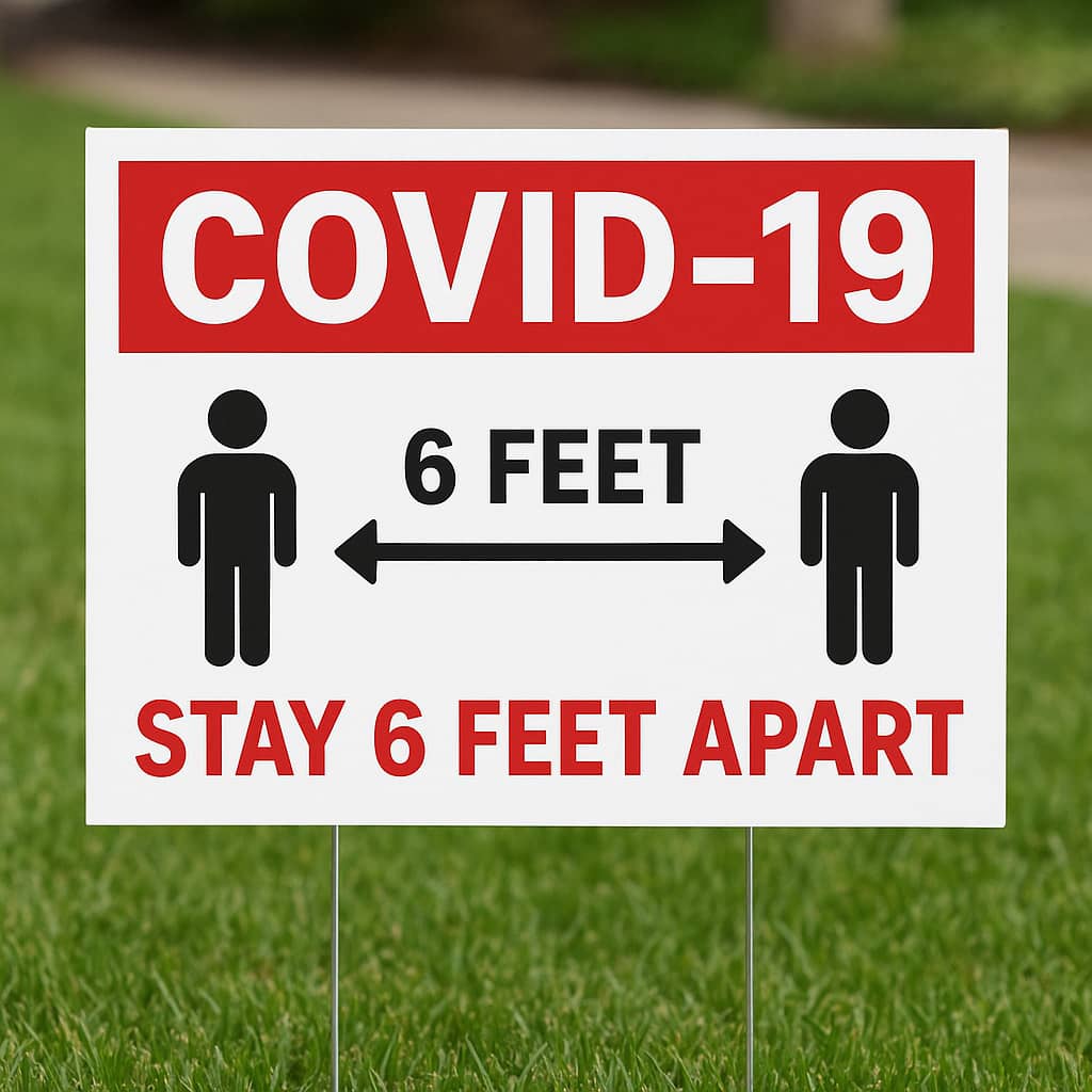 Covid-19 Yard sign displaying a 