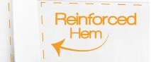 infographic showing the reinforced hems of a vinyl banner